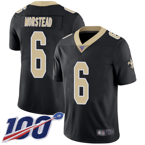 Men New Orleans Saints Limited Black Thomas Morstead Home Jersey NFL Football #6 100th Season Vapor Untouchable Jersey